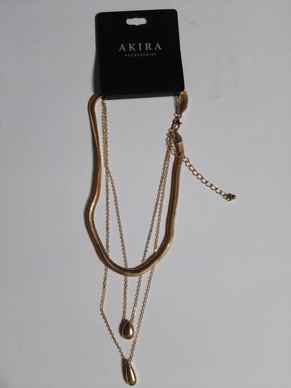 AKIRA Gold Layered Teardrop Necklace